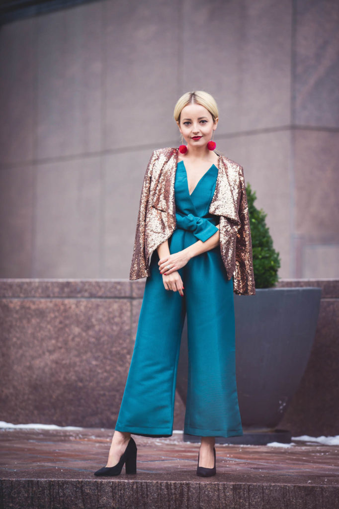 Alena Gidenko of modaprints.com styling a look for a holiday party