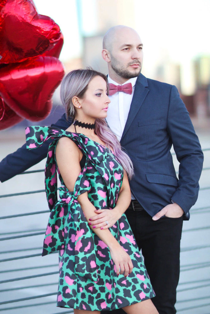 Alena Gidenko of modaprints.com shares a his and her look for a Valentines dinner