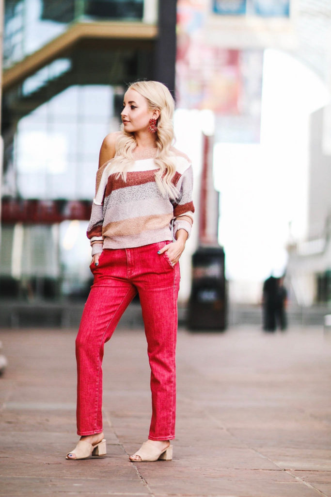 Alena Gidenko of modaprints.com shares tips on styling red jeans and her favorite boutique in Denver, CO